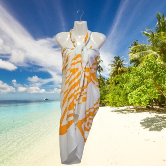 Womens Sarong Coverup Hand Painted Swimsuit Wrap Skirt Batik Pareo Beachwear NEW - Picture 5 of 5